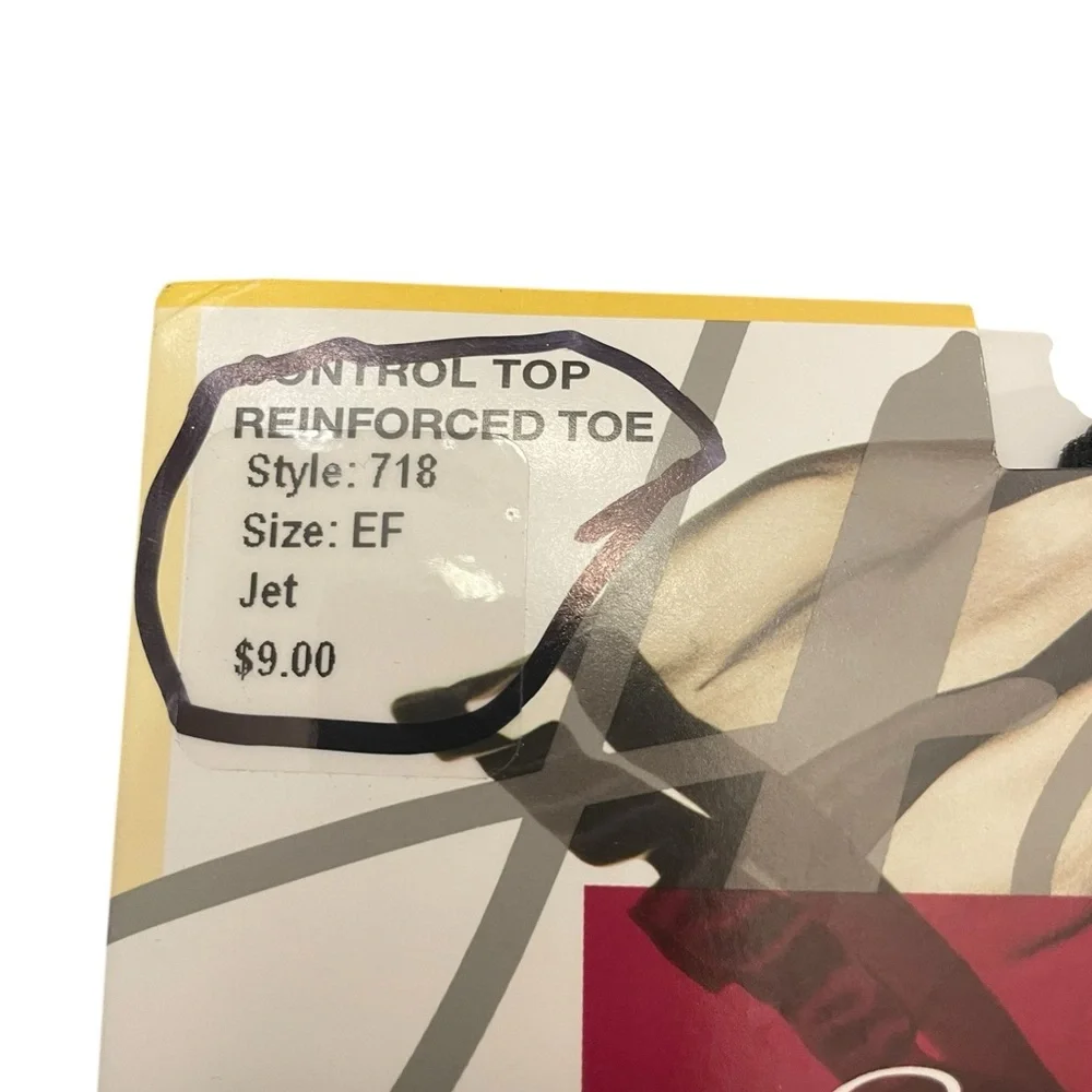 Hanes Silk Reflections Pantyhose Silky‎ Sheer Size EF Jet Black Control Top New